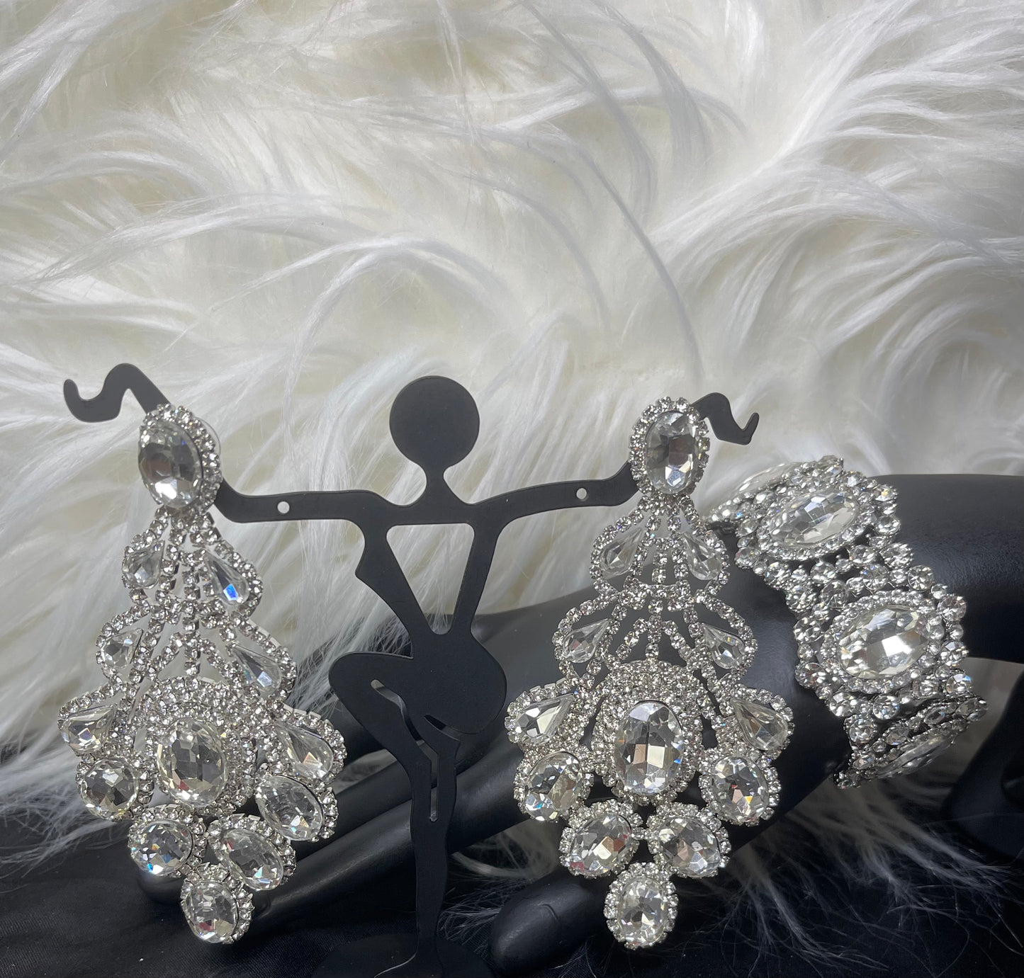 Clear Rhinestone Earrings with Silver Accents