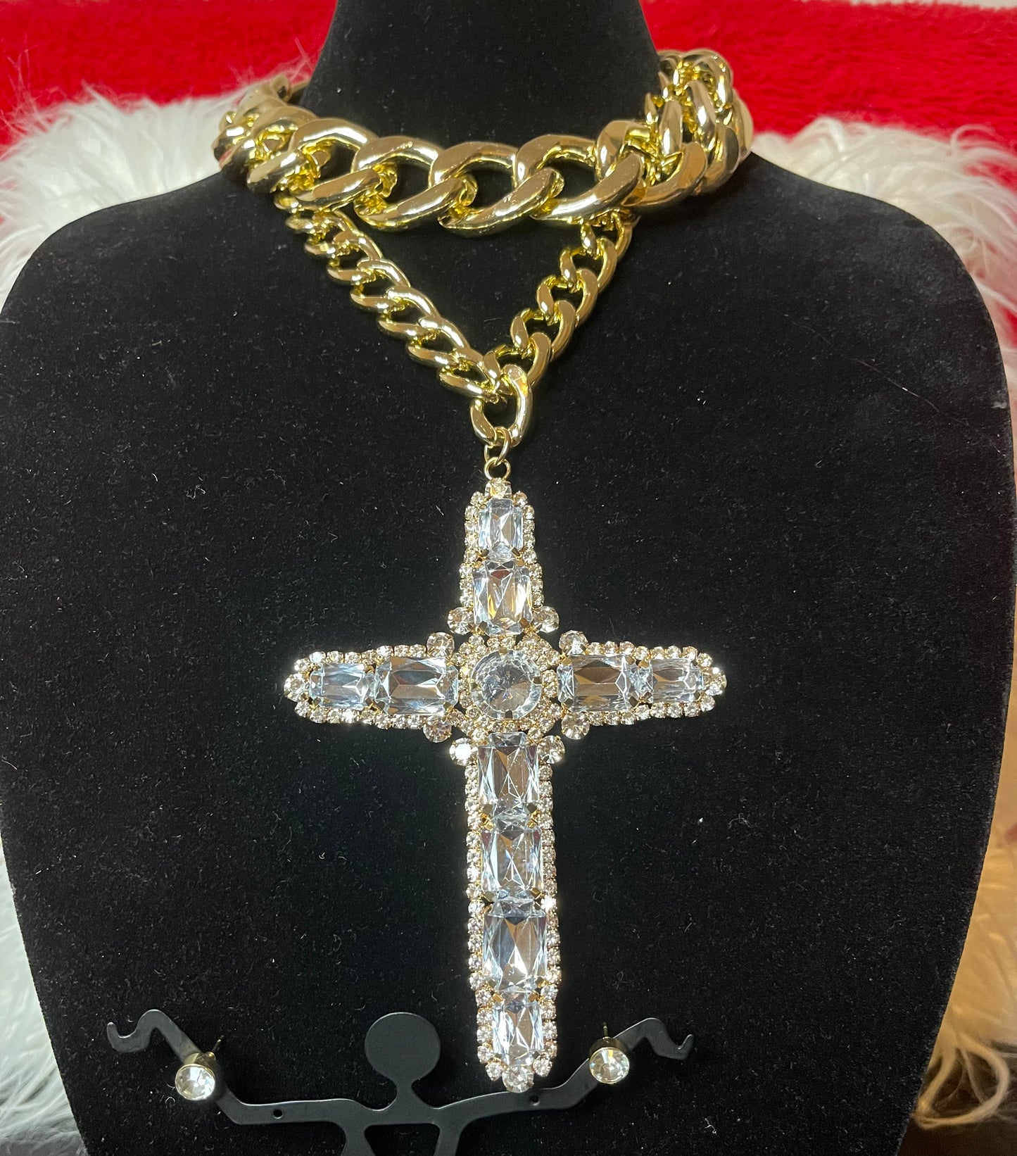 Rhinestone Cross Chain Necklace